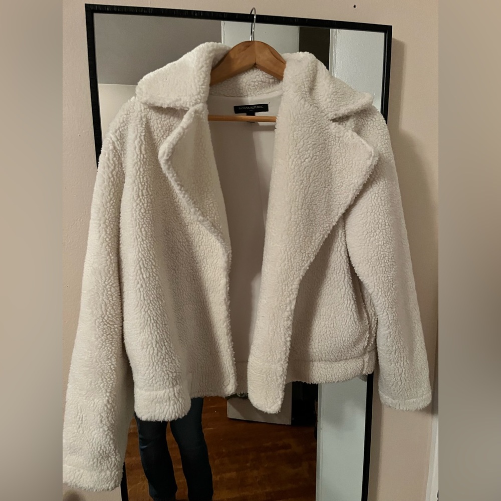 Banana Republic sherpa white blazer jacket